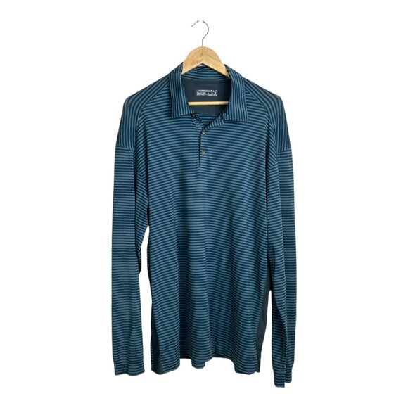Nike Fit Dry Golf Men's Green Striped Pullover Polo Size Large Outdoor Preppy - Picture 1 of 8
